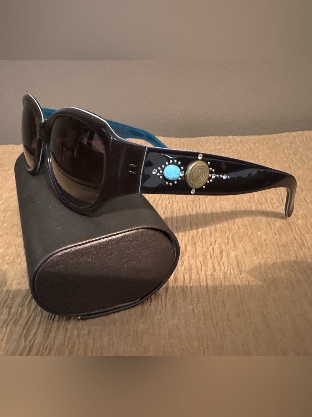 Cynthia Rowley Vintage Black and Turquoise Women's Studded Sunglasses